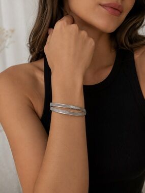 Twist Cuff Bracelet Silver Tone